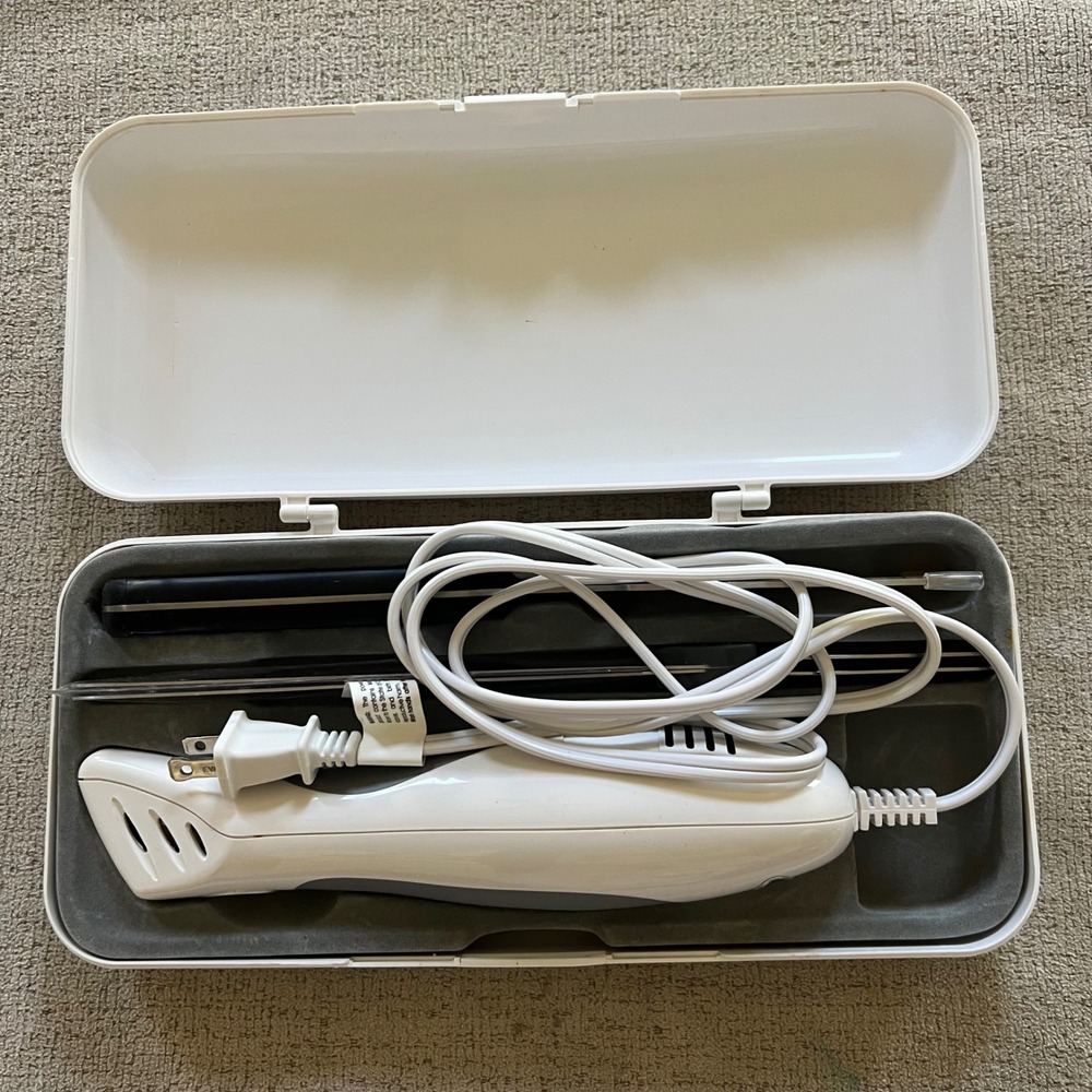 Vtg Oster Electric Carving Knife Set Stainless Steel Blade Fork and Storage Case